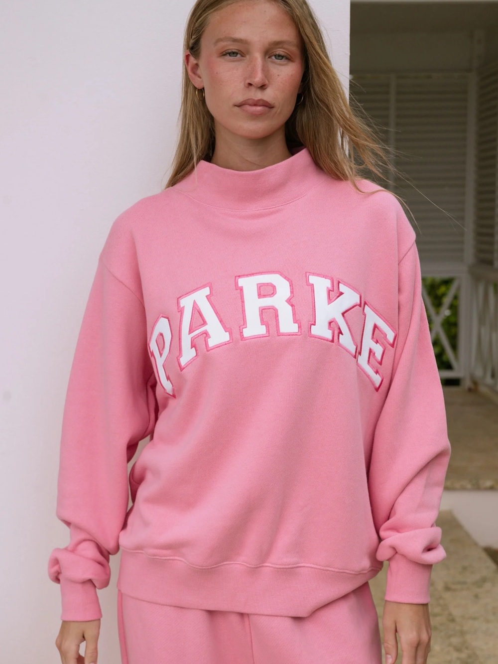 PARKE Pink Mock-Neck Sweatshirt